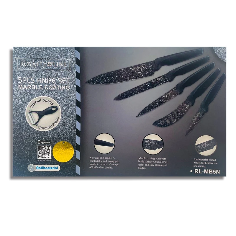 Messerset (5-teilig + Schäler) Royalty Line mit Marmorbeschichtung