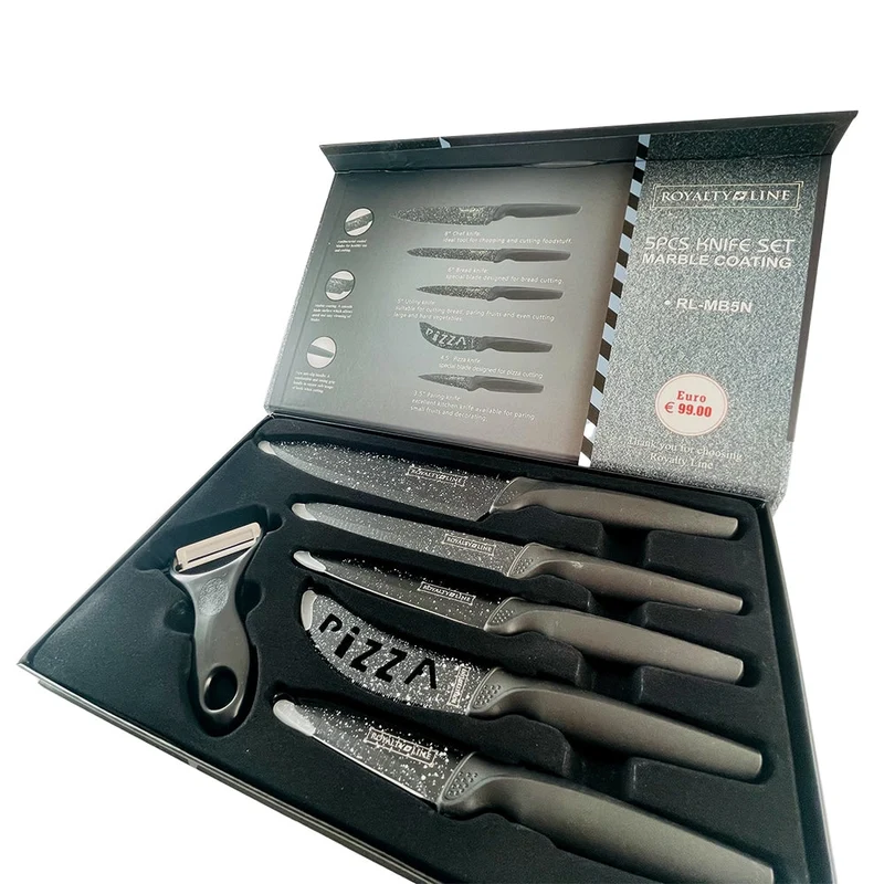 Messerset (5-teilig + Schäler) Royalty Line mit Marmorbeschichtung