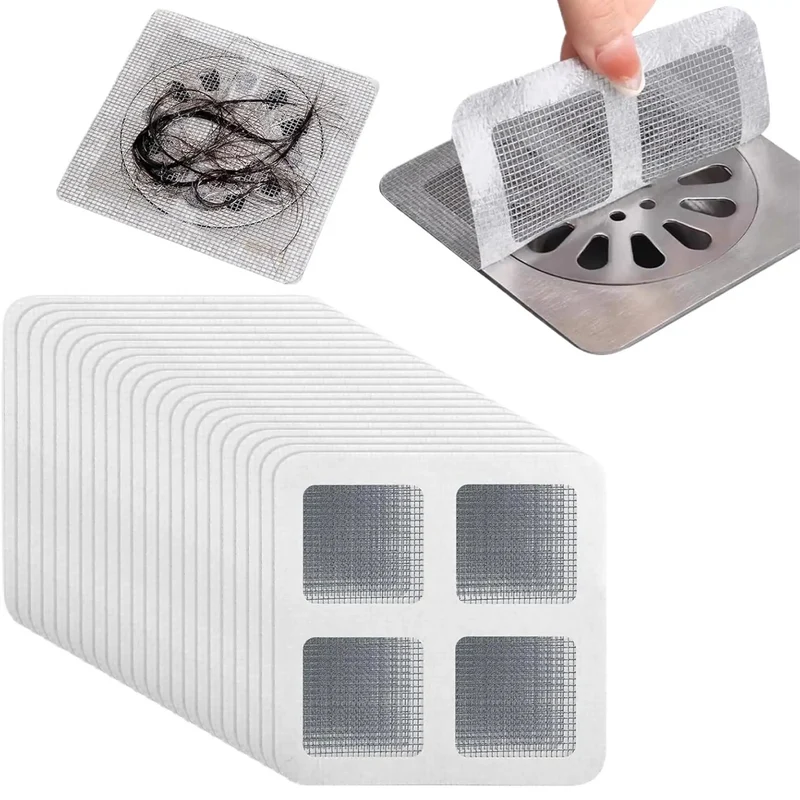 Sixty Pack Self Adhesive Hair Drain Stickers Fiberglass Disposable Pipe Guards Lock Down Strands Ditch Clogs Easy Keep Your Shower And Bathtub Clean Catch Every Hair No Sweat With This Multipurpose Cover Set