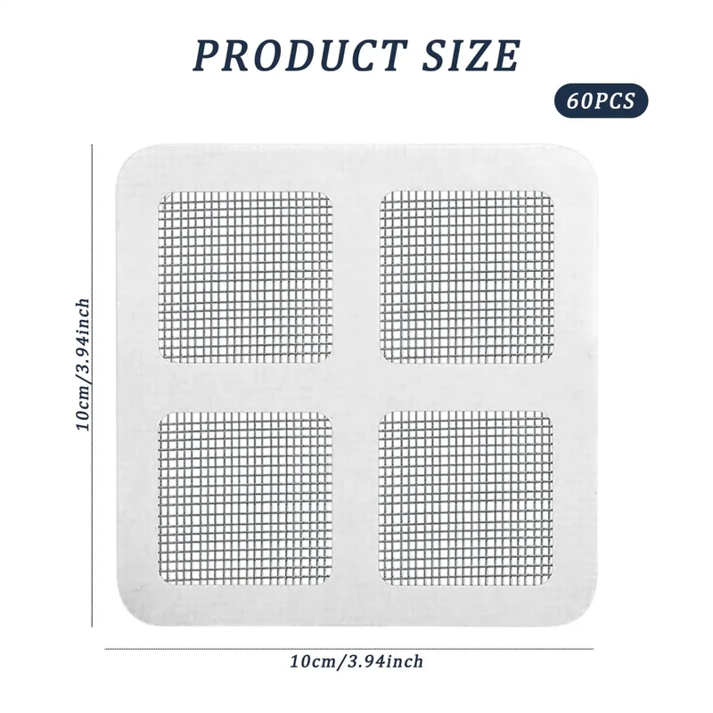 Sixty Pack Self Adhesive Hair Drain Stickers Fiberglass Disposable Pipe Guards Lock Down Strands Ditch Clogs Easy Keep Your Shower And Bathtub Clean Catch Every Hair No Sweat With This Multipurpose Cover Set