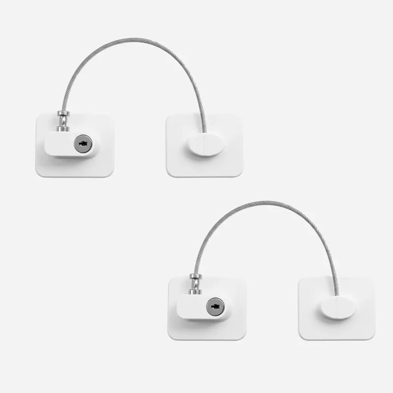 SMAD Generic 2 Pack 18cm Adhesive Child Safety Cable Locks, ABS & Metal Construction with 10KG Load Capacity, No Drill Self-Adhesive Baby Proof Locks
