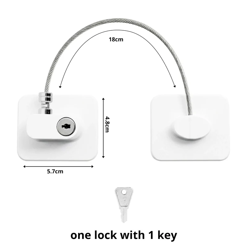 SMAD Generic 2 Pack 18cm Adhesive Child Safety Cable Locks, ABS & Metal Construction with 10KG Load Capacity, No Drill Self-Adhesive Baby Proof Locks