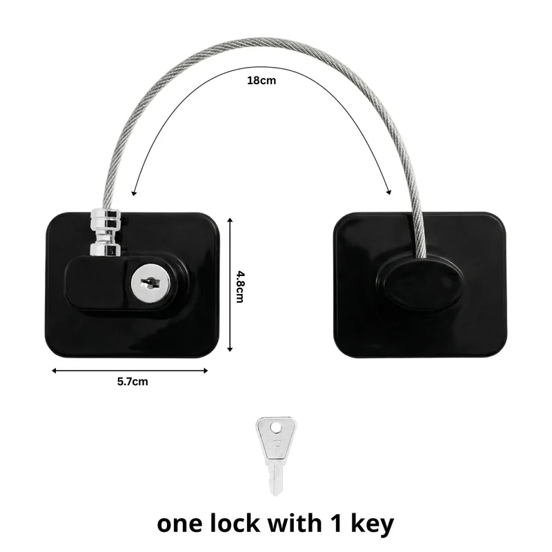 SMAD Generic 2 Pack 18cm Adhesive Child Safety Cable Locks, ABS & Metal Construction with 10KG Load Capacity, No Drill Self-Adhesive Baby Proof Locks