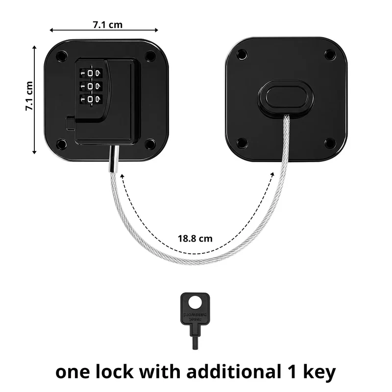 SMAD 18.8cm Cable Lock with 3-Digit Combination, Child Safety Lock for Refrigerators, Freezers, Cabinets and Drawers