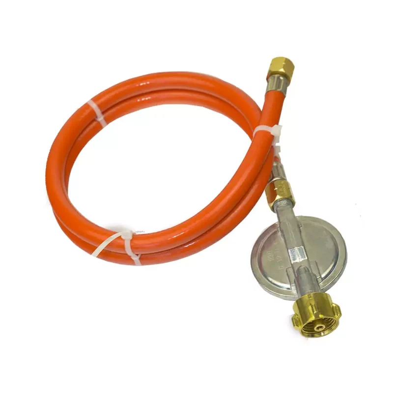 Gas Hose Regulator Kit 28 mbar, Length 1 m, Suitable for Gas Refrigerators and Barbecues