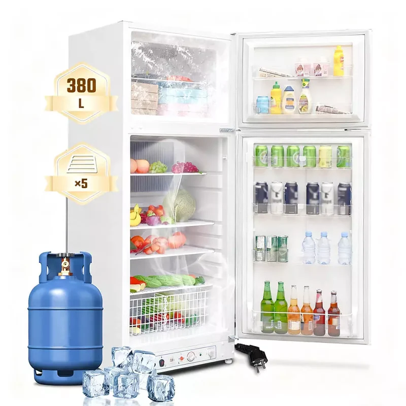 SMAD 390L 2-Way Absorption Fridge – Propane & 220V Off-Grid RV / Camper / Cabin Refrigerator with Freezer