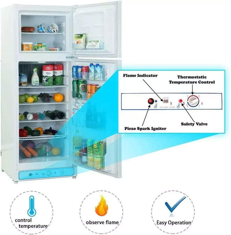 SMAD 265L LPG & AC Powered Gas Fridge with Freezer – Silent & Off-Grid Ready