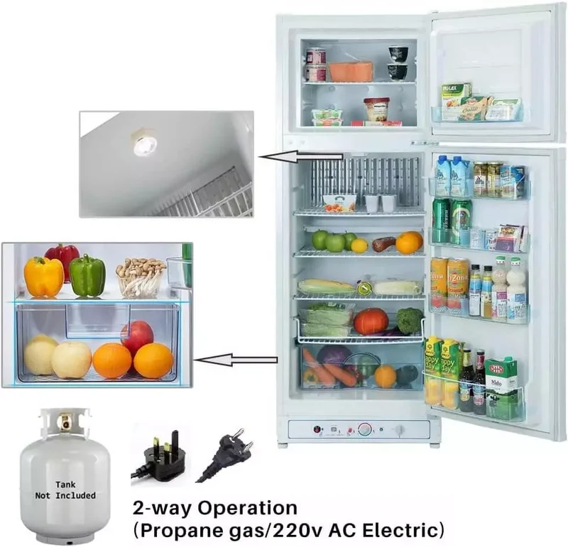 SMAD 265L LPG & AC Powered Gas Fridge with Freezer – Silent & Off-Grid Ready