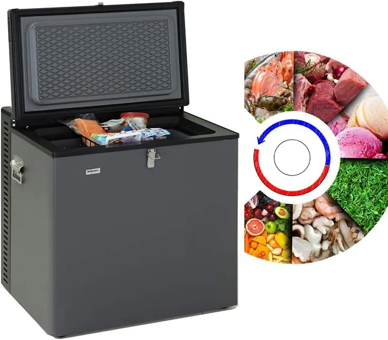Smad 70L Portable Gas Freezer – Triple Power (LPG, AC, DC), Silent & Eco-Friendly, Ideal for Camping, RV & Outdoor Adventures