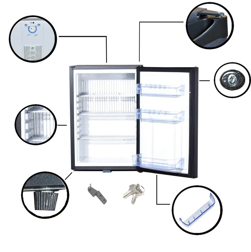 Smad Compact Absorption Fridge 50L – Spacious Capacity, Silent Operation, With Lock – 12V DC / 230V AC – For Truck, Cabin, Office, Static Camping, Outdoor Use – 0–10°C