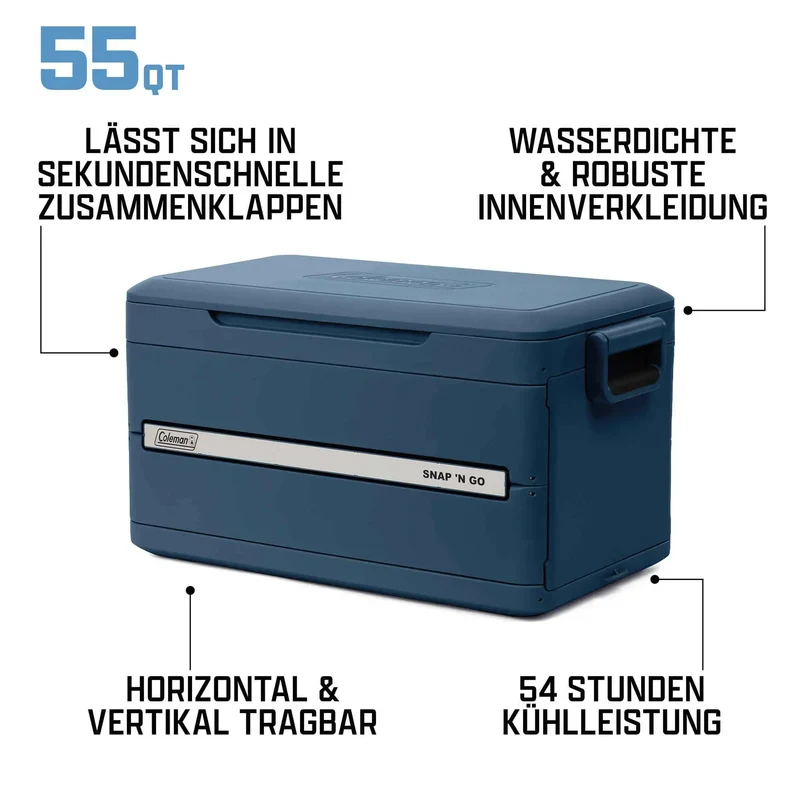 Coleman Snap ‘N Go 55QT | 52 Liter faltbare Kühlbox | 2 Tage Kühlung
