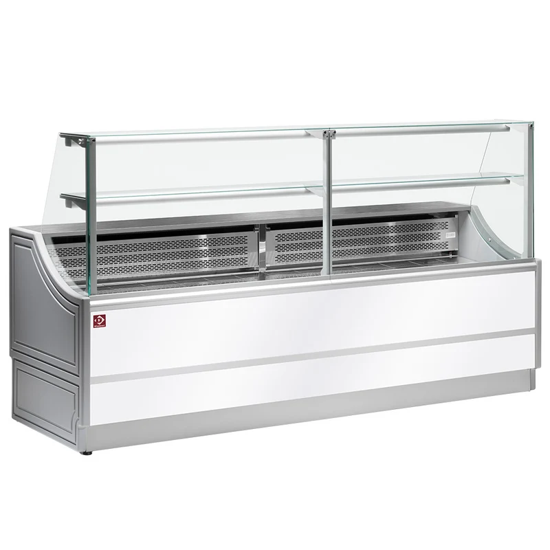 Kühltheke mit gekühltem Unterbau , 100 cm , Gerader Glasaufbau, OL104/A2-R/R2