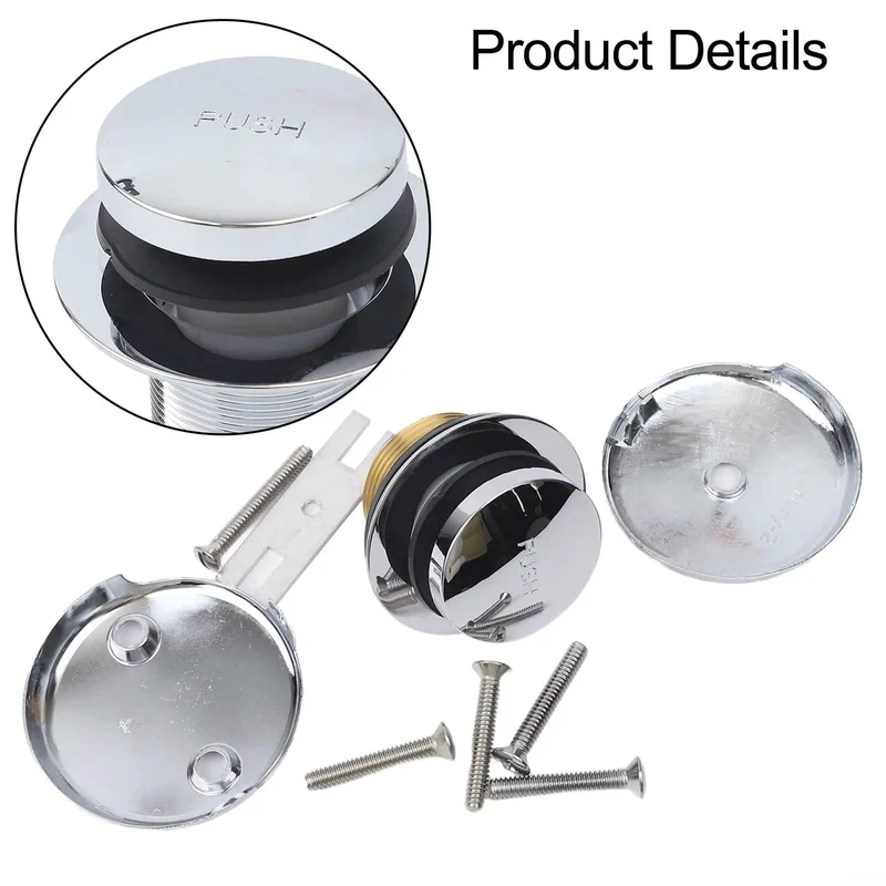 Slick Single Hole Bathtub Drain Kit With Silver Plastic Overflow Cap To Slam A No Fuss Seal Against Stank And Keep It Fresh While Dropping Onto Pipes Measuring One Point Fifteen To Two Inches Wide For A Hassle Free Reno Any Weekend Warrior Can Handle