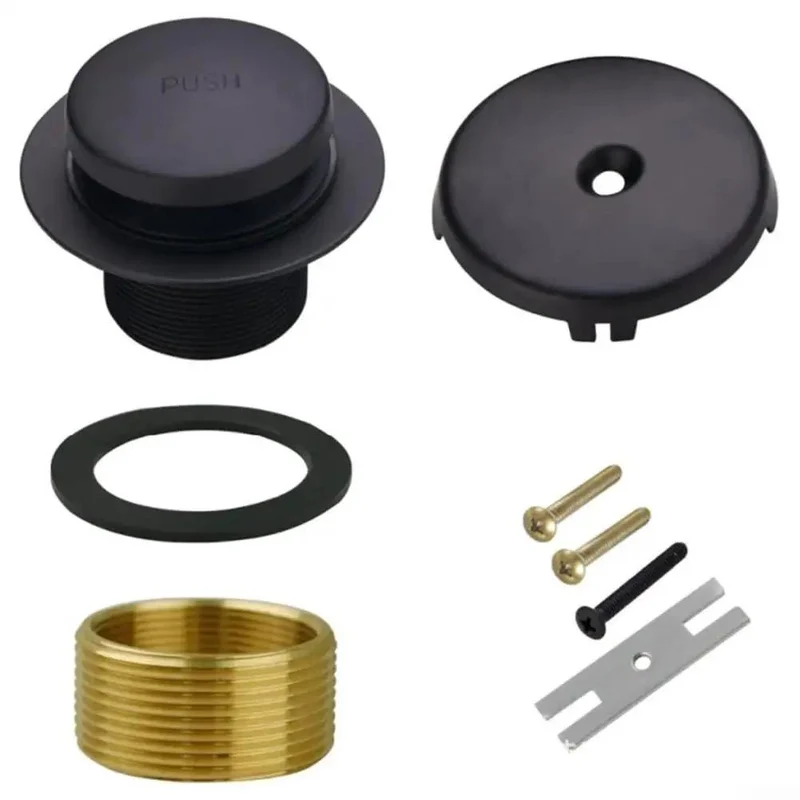 Slick Single Hole Bathtub Drain Kit With Silver Plastic Overflow Cap To Slam A No Fuss Seal Against Stank And Keep It Fresh While Dropping Onto Pipes Measuring One Point Fifteen To Two Inches Wide For A Hassle Free Reno Any Weekend Warrior Can Handle