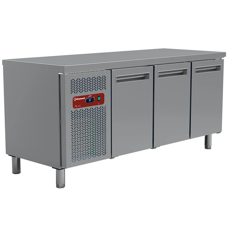 Gastro Kühltisch 3-türig mit Arbeitsplatte , 1800 mm, MR3/R2_MC1/2-TP