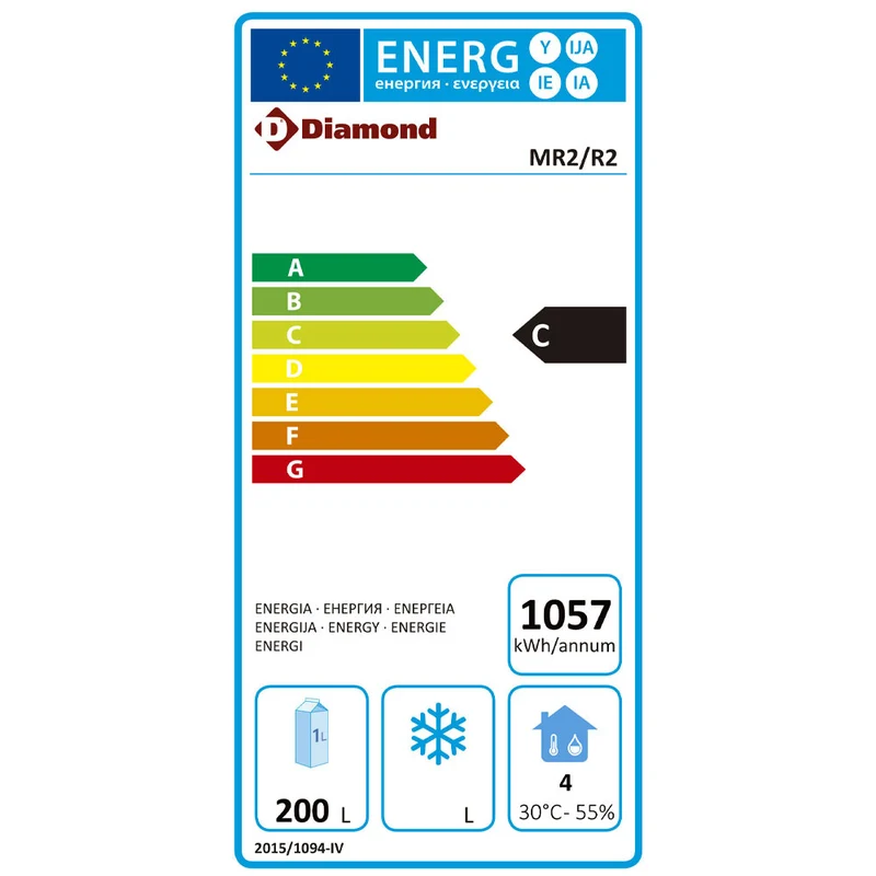 Profi-Kühltisch mit Umluftkühlung , 2 Türen, 260 L, für GN 1/1, MR2/R2