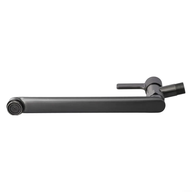 Heavy Duty Wall Mount Kitchen Faucet With Smooth Glide Extension Spout Built Tough From 304 Stainless Steel No Fuss Single Handle Operation Rock Solid Gray Design For Everyday Sink Duties