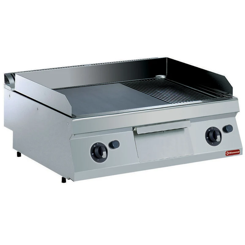 Gas-Griddleplatte Tischgerät 800 mm , Bratfläche 2/3 glatt, 1/3 gerillt, G17/PM8T-NE
