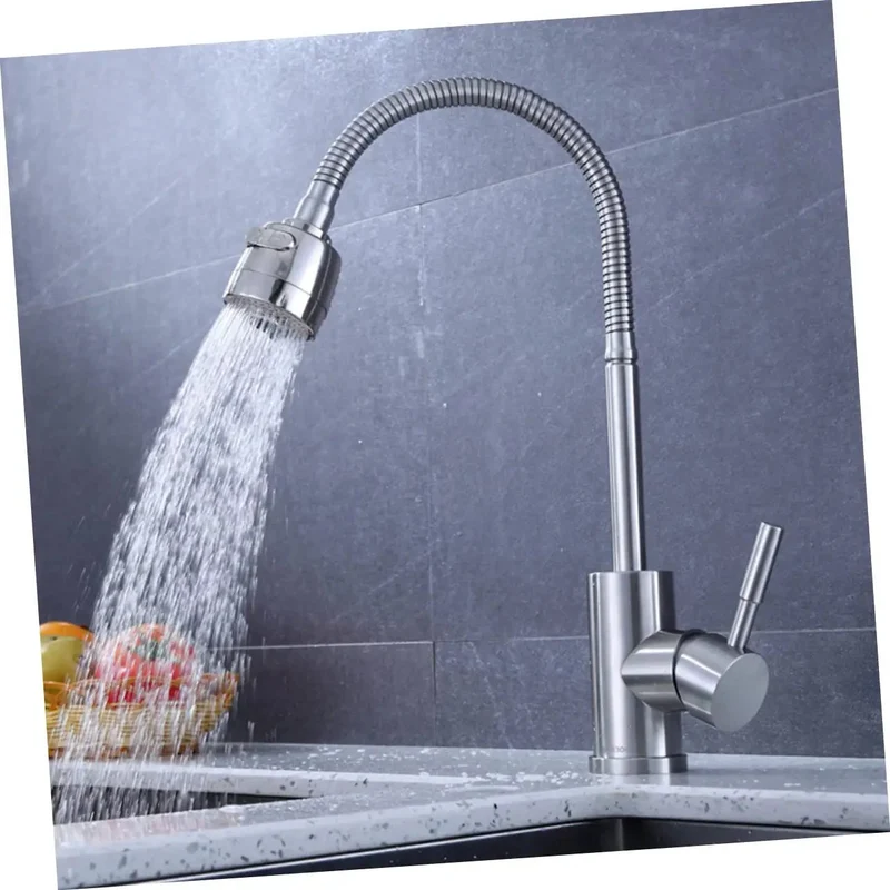 Slick 360 Degree Swivel Kitchen Sink Faucet With Single Handle For Hot And Cold Water Dual Spray Modes Durable Stainless Steel Construction Dead Simple Install