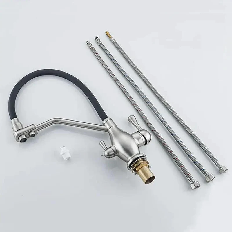 Slick 3 Way Kitchen Faucet With Smooth Pull Out Spray Brass Mixer Tap And Premium Black Silicone Hose Perfect For Under Sink Filters Top Notch Chrome And Brushed Nickel Finish Legit Durable Plumbing Upgrade