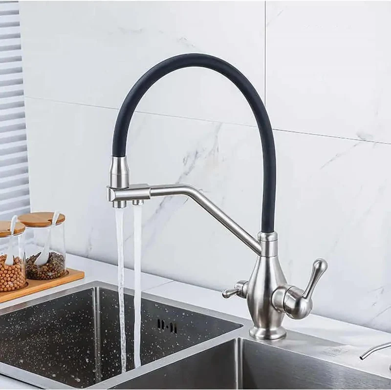Slick 3 Way Kitchen Faucet With Smooth Pull Out Spray Brass Mixer Tap And Premium Black Silicone Hose Perfect For Under Sink Filters Top Notch Chrome And Brushed Nickel Finish Legit Durable Plumbing Upgrade