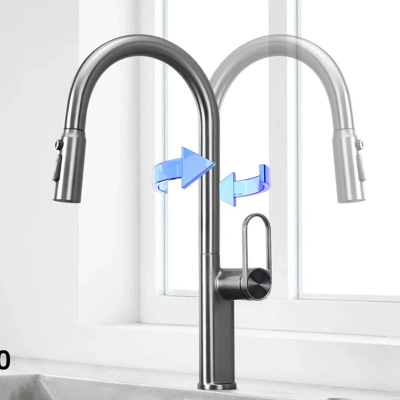 Green Single Hole Kitchen Faucet With Retractable Pull Out Sprayer And 360 Degree Swivel Spout Featuring Gravity Ball Auto Return For Easy Breezy Rinse And Slick Modern Sink Upgrade