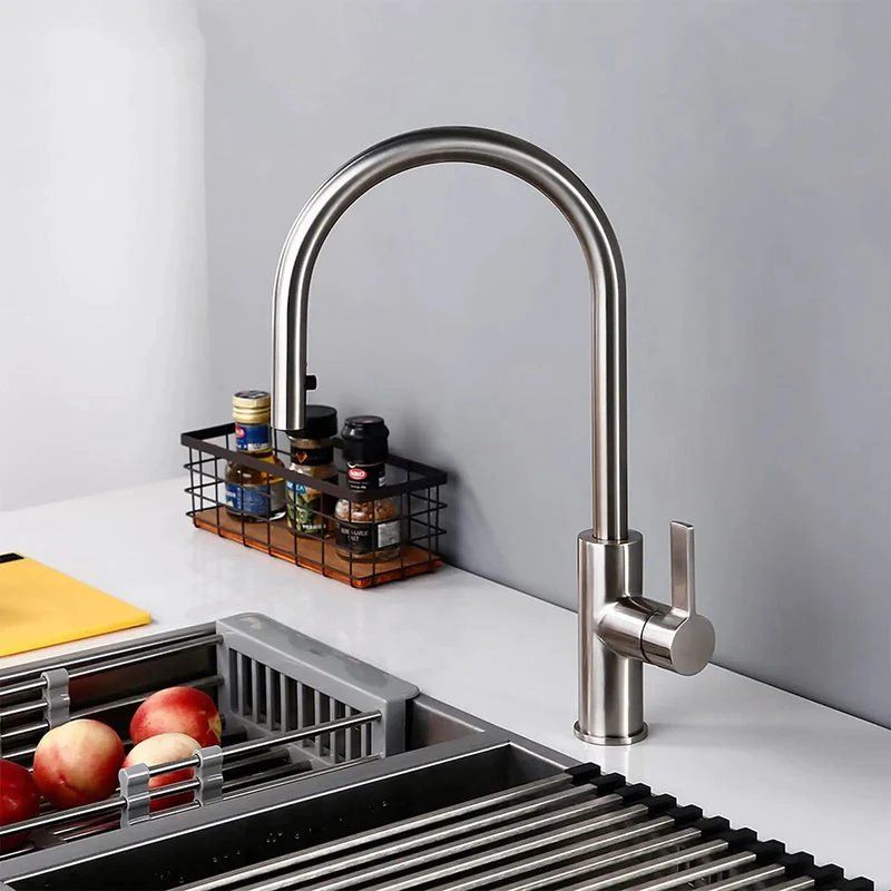Heavy Duty Stainless Steel Kitchen Faucet With Pull Down Sprayer And Smooth Glide Spout For Zero Stress Cleanup Polished Chrome Finish Rock Solid Build Ready For The Daily Grind Quick Mount Hardware Total Game Changer