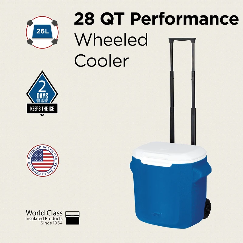 Coleman 28QT Performance Wheeled | 26 Liter Kühlbox mit Rollen | 2 Tage Kühlung