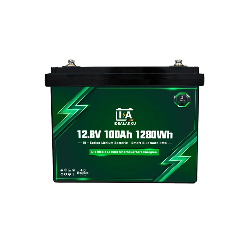 Batterie Lithium LiFePO4 12.8V 100Ah IDEALAKKU IB-12-100 Bluetooth BMS intégré