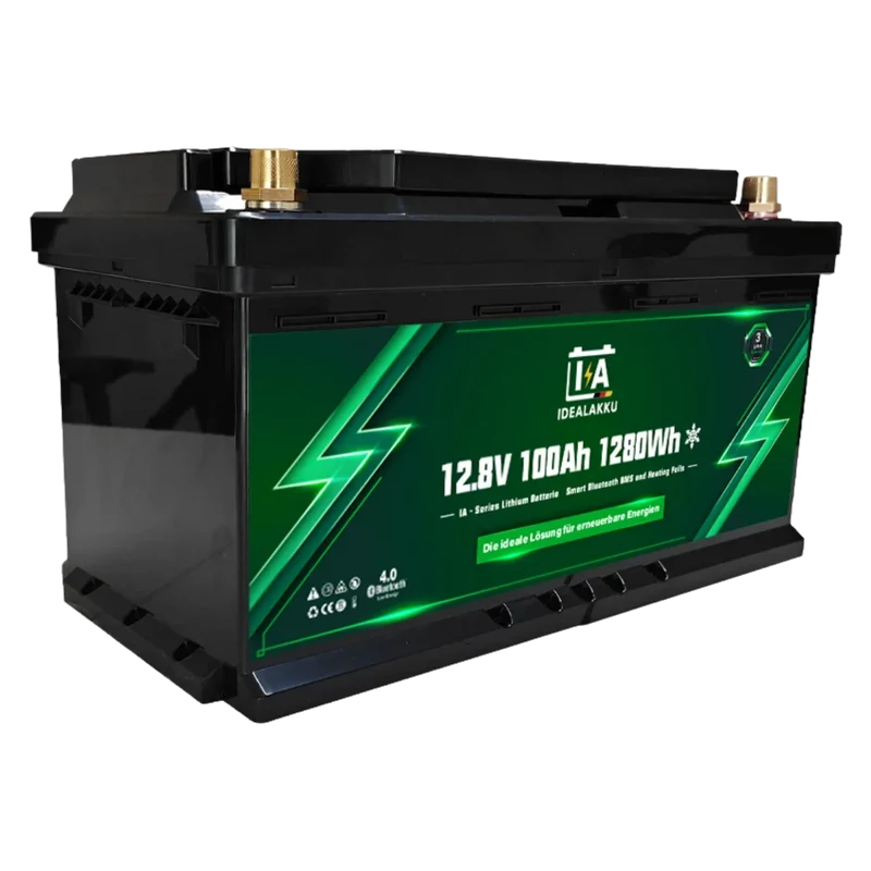 Batterie Lithium LiFePO4 12.8V 100Ah IDEALAKKU IA-12-100H Bluetooth Chauffante Camping-Car Solaire