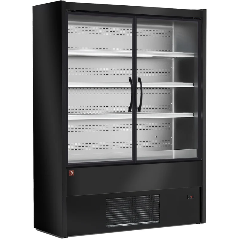 Wandkühlregal mit Glastüren , 700 mm Breite , Schwarz, MD07/B5-R2P