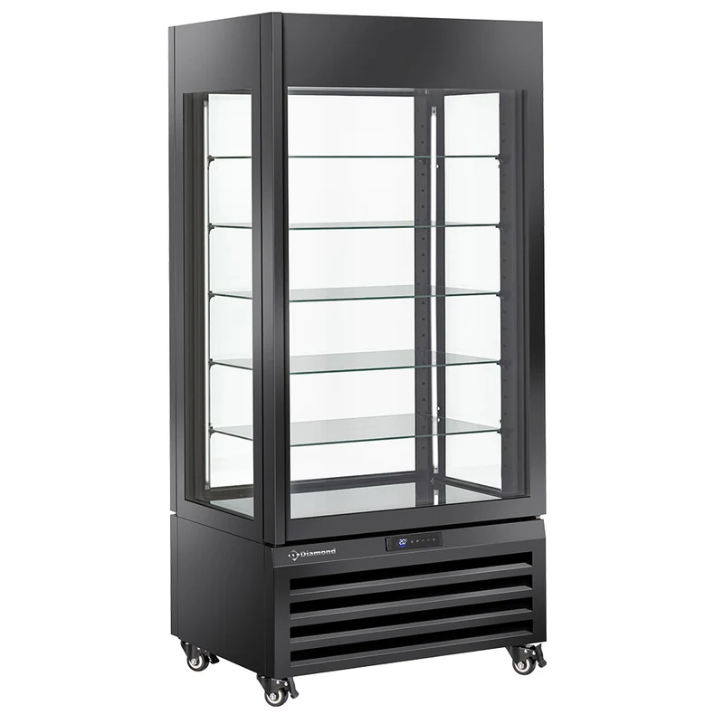 Tiefkühl- & Patisserie-Vitrine 600 L , Glastür , Umluft , Schwarz, MAX/609-BB