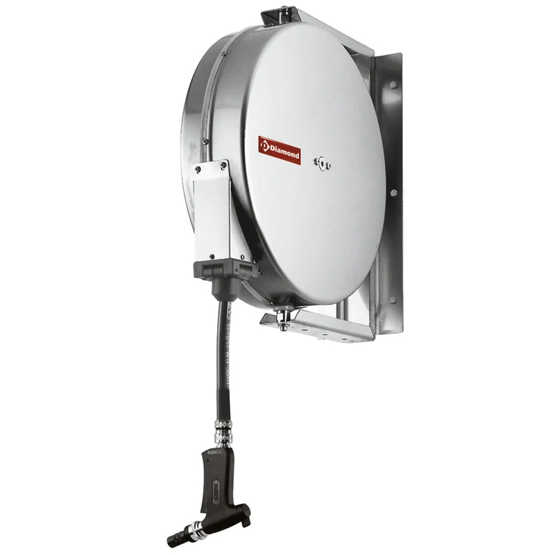 Professioneller Wand-Schlauchaufroller Edelstahl , 15m Schlauch & Reinigungsbrause, MAX-15/R2