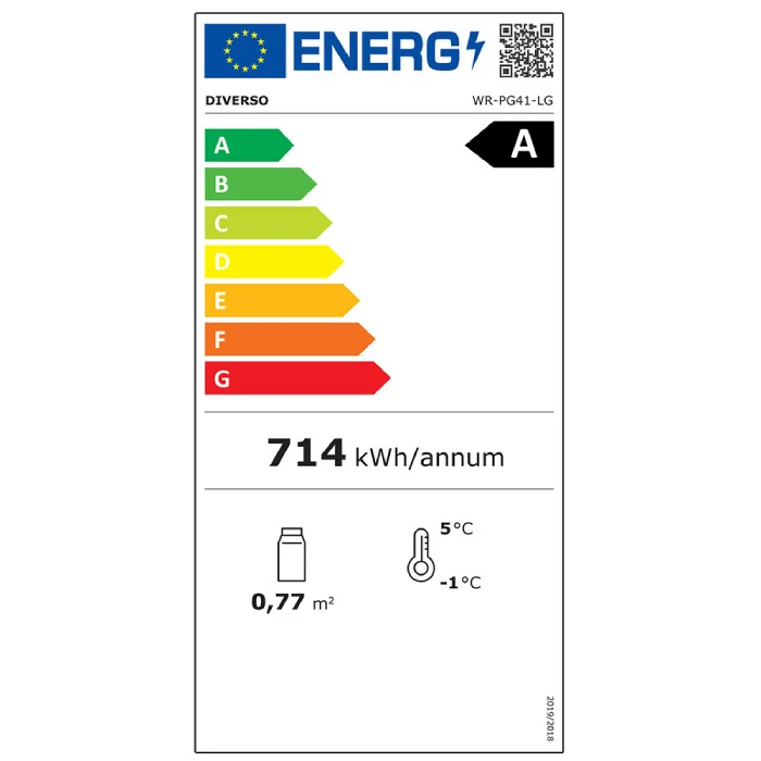Kühlschrank, Glastür, belüftet, 400 Liter - Weiss