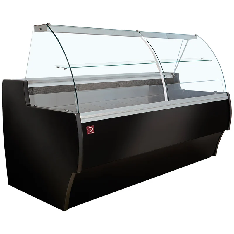 Professionelle Kühltheke 200 cm , Gebogenes Glas & gekühlter Unterbau, MA20/B5-R2V