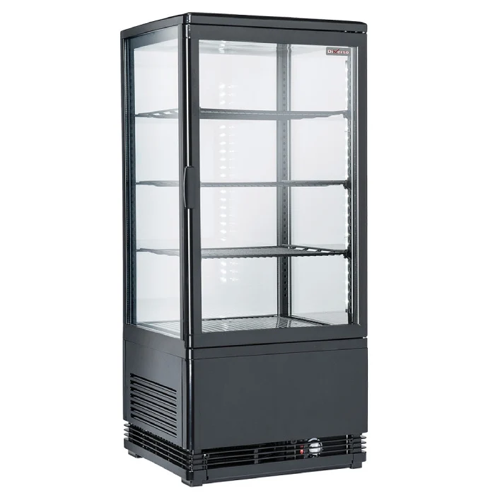 Tischvitrine, 4-seitig verglast, 4 Ebenen, 80 litres - "Schwarz"