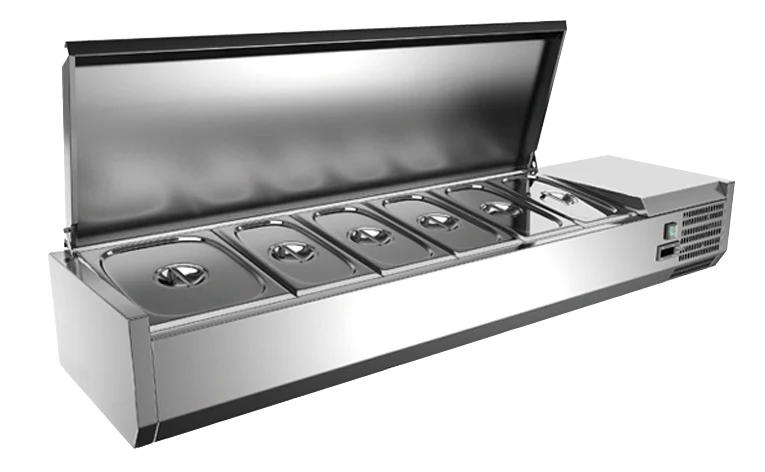 Kühlaufsatzvitrine GN 1/3, 140 x 40, Edelstahldeckel