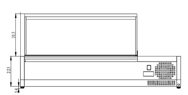 Kühlaufsatzvitrine GN 1/4, 120 x 34, Edelstahldeckel