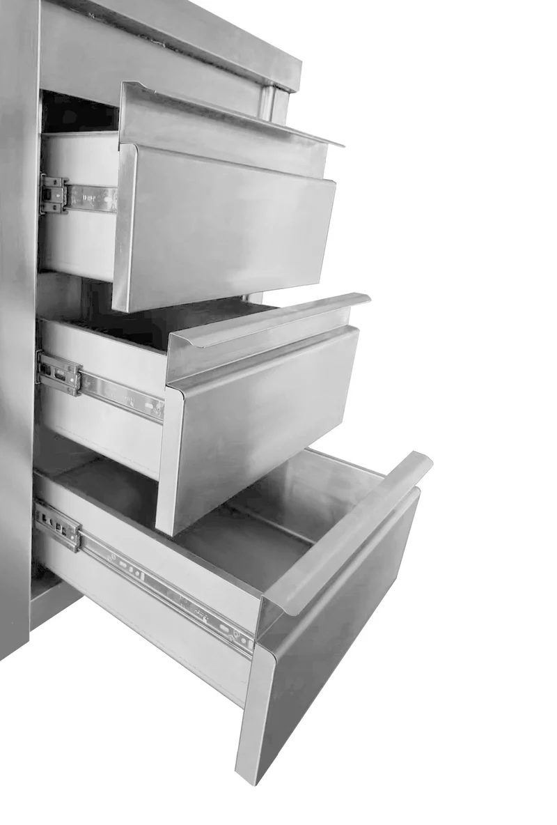 Arbeitsschrank aus Edelstahl, mit Aufkantung, 50 x 70