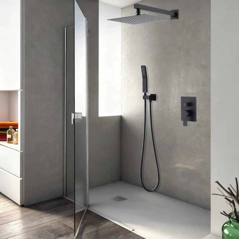 Rock Solid Ceiling Mount Rainfall Shower System With Heavier Gauge All Metal Handheld Sprayer In Matte Black Offering Self Cleaning Nozzles And Dead Simple Install For Knockout Wide Coverage Flow