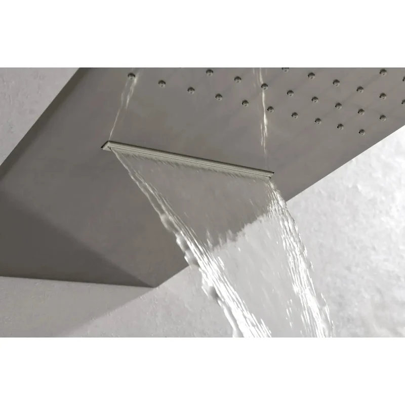 Wall Mounted Waterfall Rain Shower System With 3 Body Sprays And Handheld Shower Brushed Nickel Brass Construction Zero Stress Install Fits Standard Pipe Self Cleaning Silicone Nozzles Keep Flow Smooth All Day