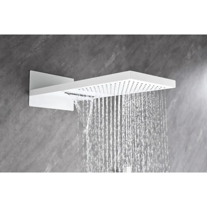 Real Deal Wall Mounted Waterfall Shower System With Adjustable Slide Bar Hand Sprayer And Smooth Self Cleaning Silicone Nozzles Solid Brass Build Zero Hassle Clog Free Rainfall Upgrade For Your Bath