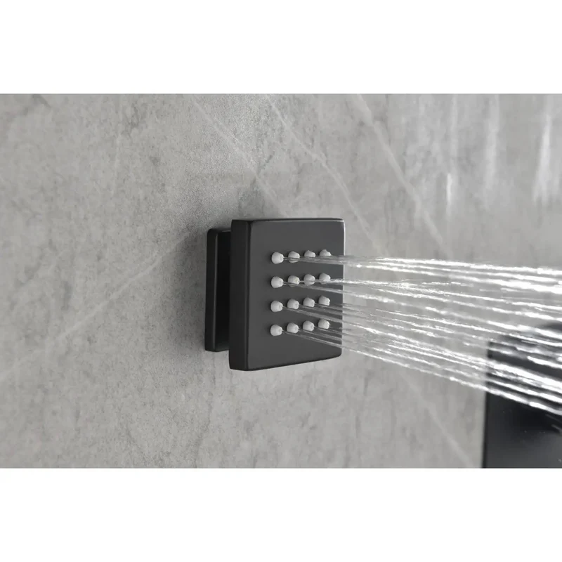 Top Shelf Matte Black Wall Mounted Shower System With Six Heavy Duty Body Sprays And Ergonomic Hand Shower For Hassle Free Bathroom Upgrades That Bring Serious Spa Vibes To Your Space