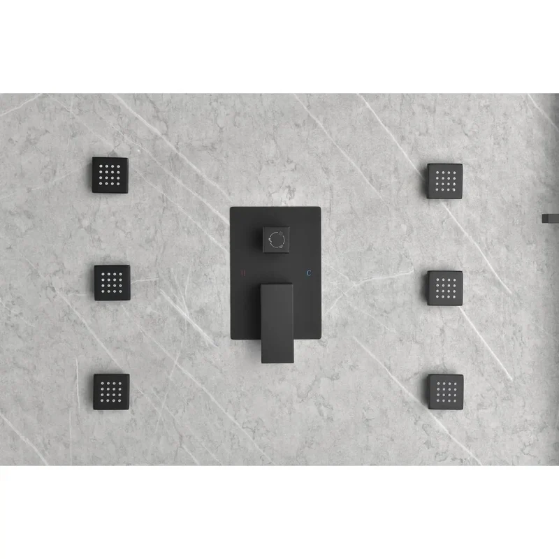 Top Shelf Matte Black Wall Mounted Shower System With Six Heavy Duty Body Sprays And Ergonomic Hand Shower For Hassle Free Bathroom Upgrades That Bring Serious Spa Vibes To Your Space