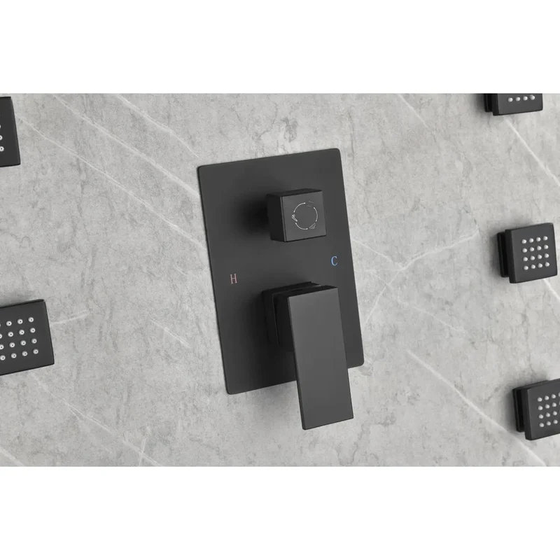 Top Shelf Matte Black Wall Mounted Shower System With Six Heavy Duty Body Sprays And Ergonomic Hand Shower For Hassle Free Bathroom Upgrades That Bring Serious Spa Vibes To Your Space