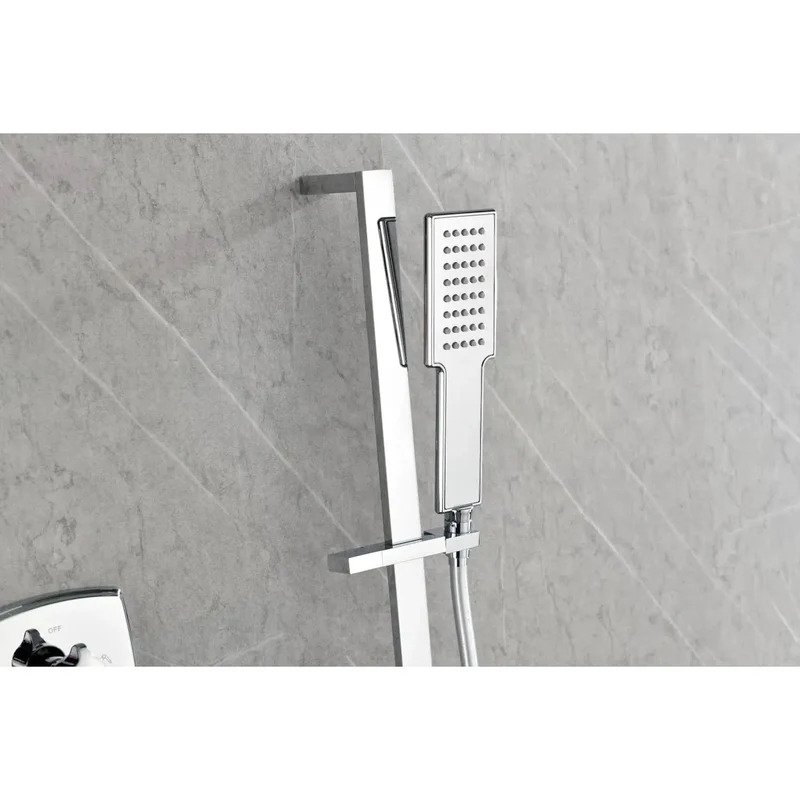Top Shelf Wall Mounted Rain Shower System With Diverter Control Three Massage Body Jets And Comfort Handheld Wand Featuring Clog Free Chrome Build For Smooth Bathroom Makeover