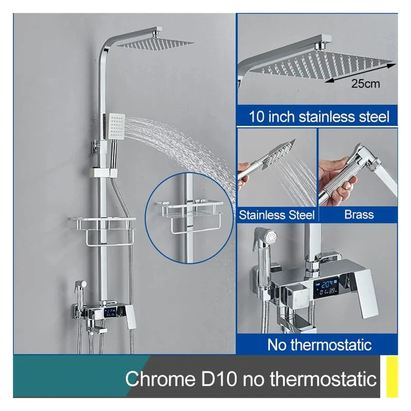 Straight Up Digital Shower System Built Tough With Slick Thermostatic Faucet No Fuss Touchscreen High Pressure Rainfall Head Integrated Bidet Valve For Next Level Bathroom Comfort Setup