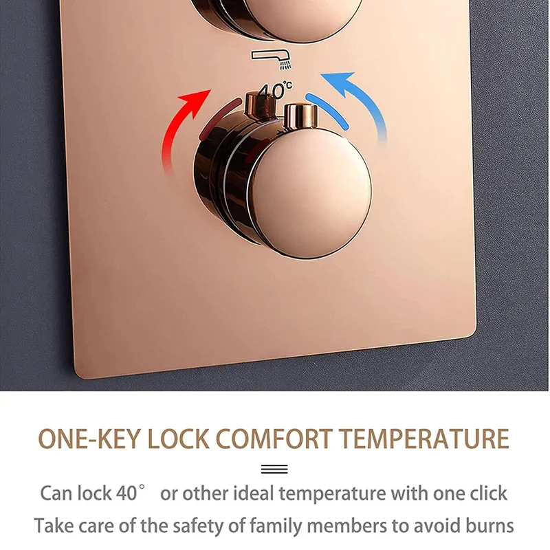 10 Inch Ultra Thin Rose Gold Shower Set With Heavy Duty High Pressure Rain Head And Handheld Sprayer Luxury Solid Brass Bathroom Mixer For An Insane Home Glow Up And Flawless Aesthetic