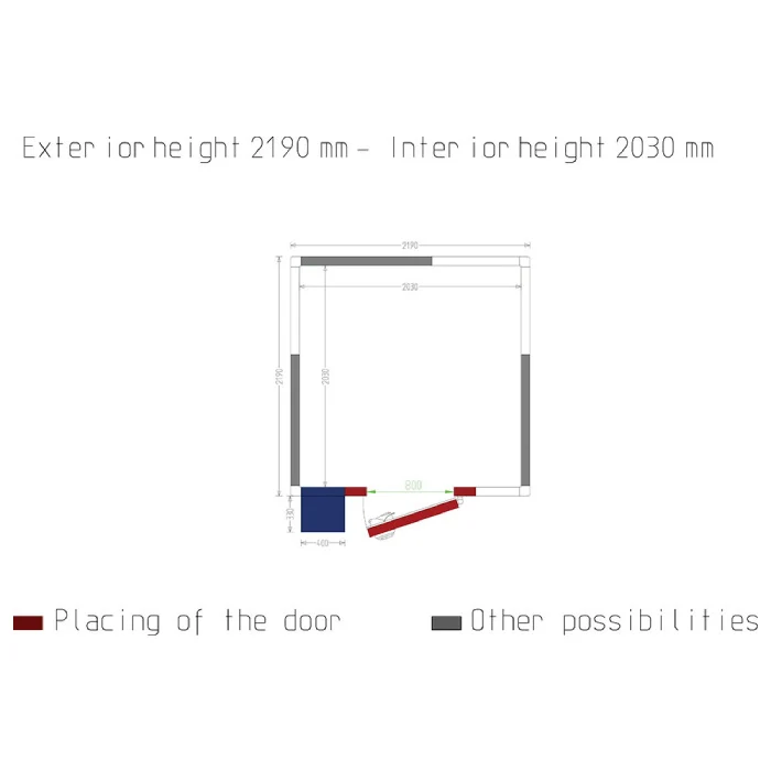Kühlzelle ISO 80 mit Gruppe, Innendim. 2030 x 2030 x h2030mm (8,37m³)