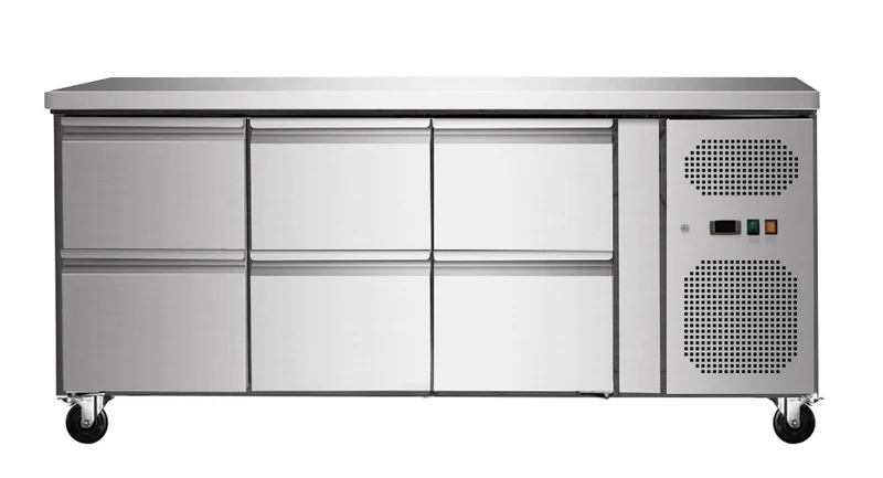 Kühltisch mit 6 Schubladen, Umluft, 180x70